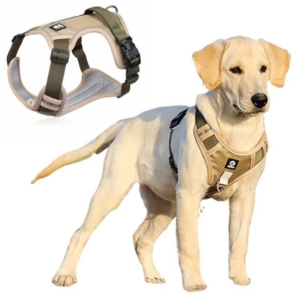 PetsUp No-Pull Dog Harness: Reflective, Padded, Durable, Handle, Army Green. - Image 2
