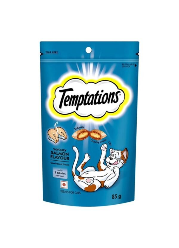 Temptations Cat Treat, Savoury Salmon Flavour - 85 g, Adult, Chunk